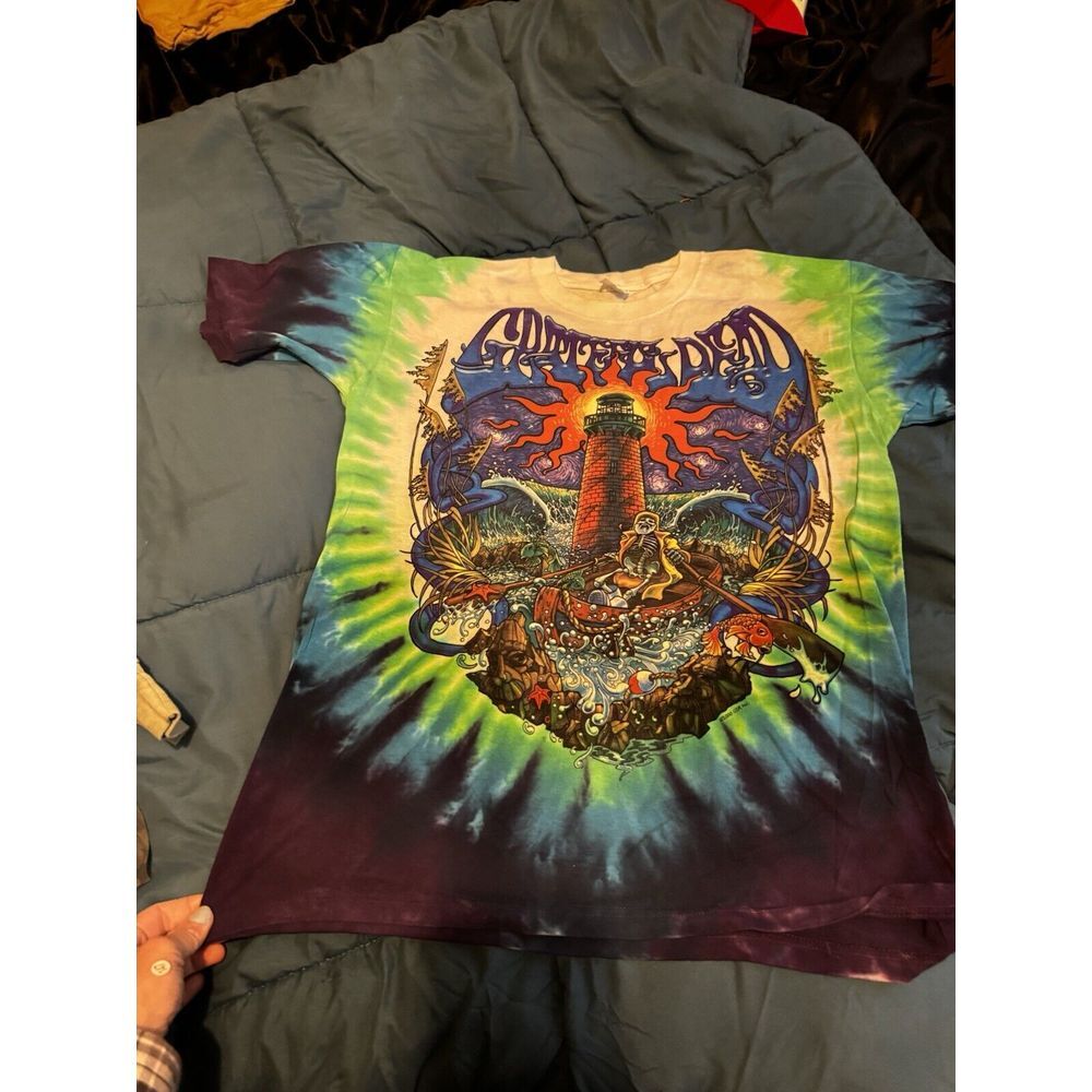 Grateful Dead Skeleton Lighthouse  Liquid Blue Tie Dye Reprint 2000 Size Small